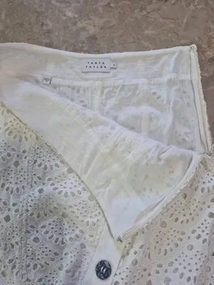 Tanya Taylor Cream Lace bohemian crochet Button-Front Women's midi Skirt size 2 thumbnail 10