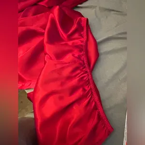 Linea Donatella Womens Satin Notch-Collar Pajama Set Size Large Color red thumbnail 10