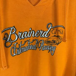 Woman’s Brainerd Minnesota International Raceway Orange Pullover Hoodie — XL thumbnail 7