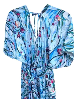 ADOR Light Blue Floral Maxi Dress M NEW thumbnail 6