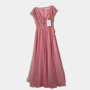 NEW Mac Duggal 11224 - Pink V-Neck‎ A-Line Prom Gown Maxi Dress Size 8 thumbnail 3