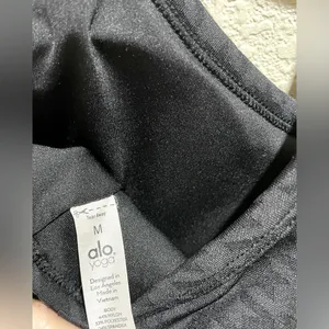 Alo Yoga Houndstooth Gratitude Padded Sports Bra Black Grey Size M thumbnail 6
