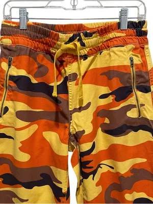TNA Aritzia Camo Jogger Pants Orange Yellow Brown Drawstring Cotton Size Medium thumbnail 3