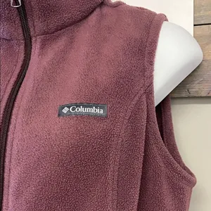 Columbia Mauve Sleeveless Mock Neck Zip-Up Pockets Fleece Vest Medium thumbnail 4