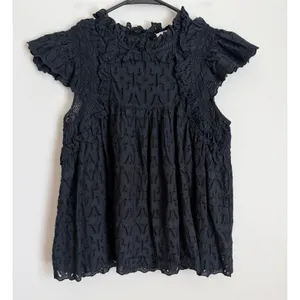 Sea New York Eyelet Blouse Women S Black Ruffle Sleeveless Cotton Top thumbnail 2