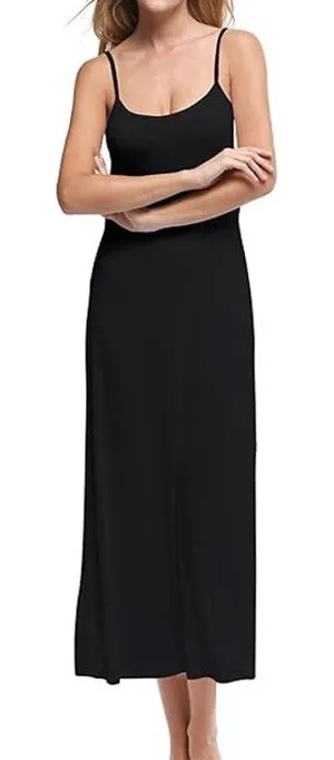 NWT ~ Women's Long Black Rayon Summer Cami Dress ~ Size MEDIUM thumbnail 1