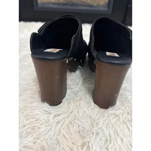 Sugar Black Suede Clogs Platform Studded‎ Heel 7.5M Brown Wood thumbnail 6
