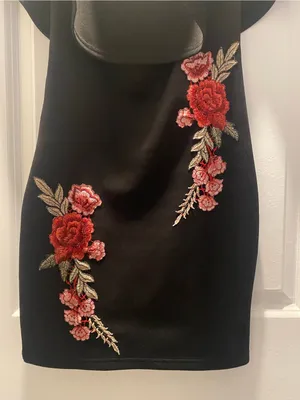 Little Black Floral Design Dress Size S 4 thumbnail 2