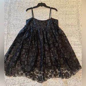 Free People All That Glitters Babydoll Lace Minidress in Black, Size M, NWT thumbnail 4