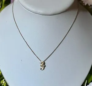 Dainty sea horse pendant necklace thumbnail 1