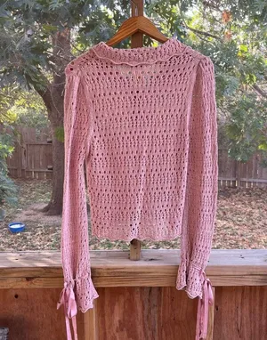 Free People Pointelle Pullover Sweater In Mauve Rose Size L. NEW thumbnail 7