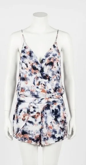 Ocean Drive Tie Dye Surfer Boho Wrap‎ Front Cami Romper Festival Beach Summer thumbnail 1