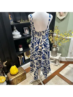 Alexis for Target Asymmetrical Botanical Blue Dress – Size M thumbnail 9