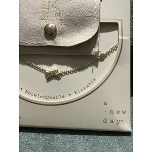 A New Day Gold CZ Letter K Pendant Necklace Cable Chain 16+3in Adjustable thumbnail 2