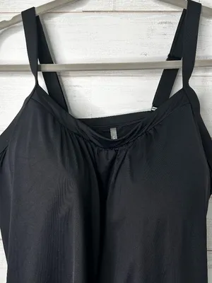 Lands End Womens Blouson Chlorine Resistant Tankini Swim Top in Black Size 16 thumbnail 4