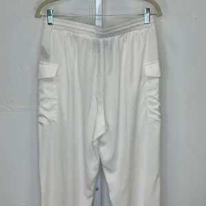 Mags & Pye White Cargo Jogger Pants Women's Medium Elastic Waist Zipper Detail‎ thumbnail 6