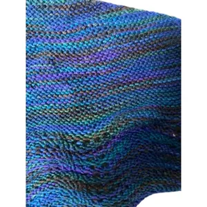 Hand knit Blue Merino Wool Scarf thumbnail 3