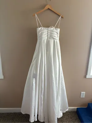 Lulus Khalida White Satin Pleated Strapless Gown Size Medium Bridal Wedding thumbnail 5