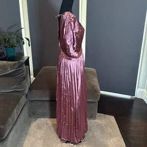 Women’s Lightweight Pleated Satin Midi Dress V-Neck Short Sleeve Size L thumbnail 7