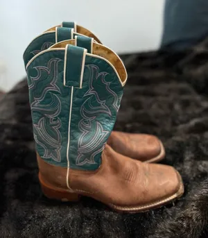 Vtg Womens Nocona Square Toe Cowboy Brown Boots Size 8 B thumbnail 1