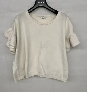 Madewell Womens Ivory Flutter Sleeve Round Neck Pullover Sweater Boho Small 4-6 thumbnail 1