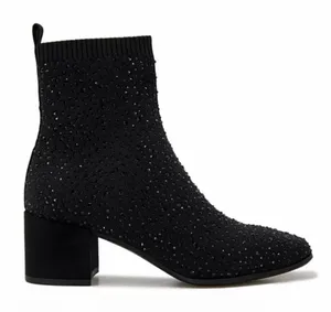Kenneth Cole Reaction Renee Chelsea Jewel Booties in Black Knit, Size 5 NEW thumbnail 1