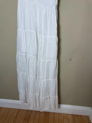 Paige White Swiss Dot Tiered Ruffle Maxi Dress Size XS thumbnail 7