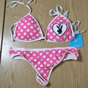 New Women’s Vintage Polka Dot Thong Swimsuit Bikini Size XLarge thumbnail 1