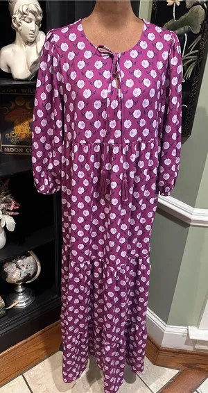 Cezele Print Three Quarter Puff Sleeve Maxi Dress size small thumbnail 1