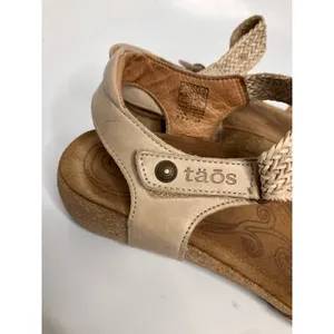 Taos The Gift Sandals Womens 39 Beige Good Braided Leather Strappy Comfort Cork thumbnail 2