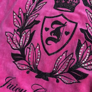 Juicy Couture Velour Vintage Y2K Pink Hoodie Jewel‎ Crest Emblem Dog Couturist M thumbnail 9