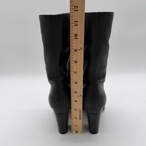 Jimmy Choo Black Soft Leather Sophisticated Pull On Mid Calf Heel Boots 38.5 thumbnail 4