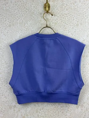 TNA by Aritzia Cozy Fleece Purple Sleeveless Crop Sweatshirt - Size - Medium thumbnail 4