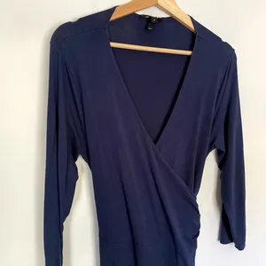 Isabella Oliver navy blue wraparound long‎ sleeved dress v-neck women's size 4 thumbnail 2