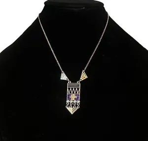 Gold tone abstract pendant necklace thumbnail 1