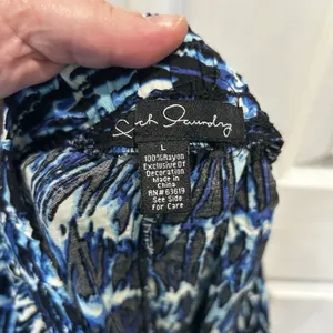 French Laundry Womens Large Blue Black Ikat Rayon Drawstring Jogger Pants NWT‎ thumbnail 6