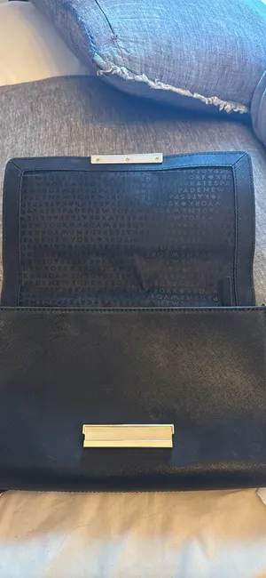 Kate Spade Crossbody Leather Bag Saffiano Gold Black Flap Closure Tone Hardware thumbnail 3