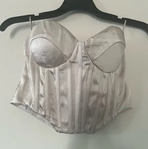 Zara Silver Satin Corset Bustier Top Medium Strapless Shapewear thumbnail 1