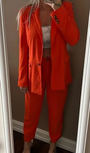 Top Shop orange ankle pant suit thumbnail 1