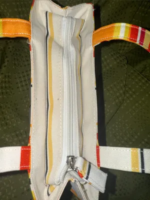 kate spade Yellow, Orange & Red Striped Canvas Tote NWOT thumbnail 8