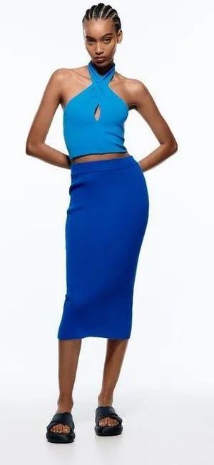 ZARA Halter Top Blue thumbnail 1