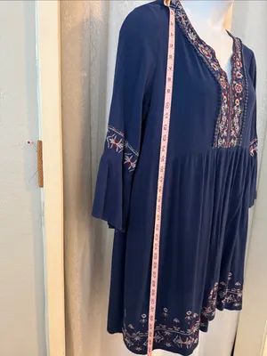 KNOX ROSE Navy Embroidered Smock Ddesd Sz: XXL thumbnail 3