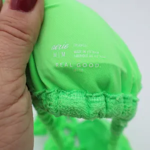 Aerie Bikini Top Womens M Triangle Neon Lime Green Floral Lace New thumbnail 2