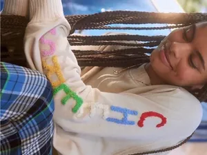 Aerie Down To Earth Cheers Oversized Crewneck in Cream thumbnail 2