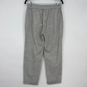 J.Crew Linen Cotton‎ Striped Drawstring Pants Black White Womens Size 6 NEW thumbnail 2