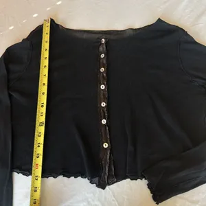 Vintage Y2K Sheer Mesh Black Cropped Cardigan Top Lettuce Hem Vamp Goth Witchy thumbnail 12
