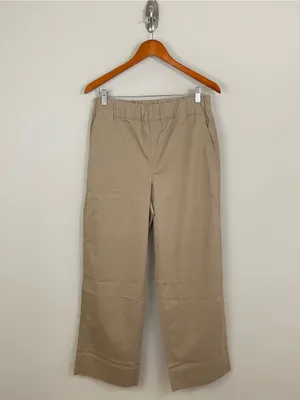 Quince Organic Stretch Cotton‎ Wide Leg Light Khaki Chino Pants Size 8 thumbnail 3
