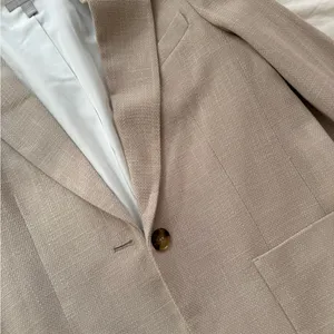 Relaxed fit beige textured blazer bnwot size xs thumbnail 4