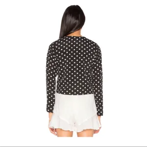 NWT REVOLVE X LIONESS Take the Plunge Polka Dot Top - Black - Medium thumbnail 9