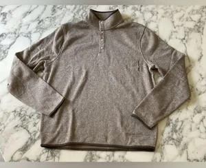 NWT J crew Marled fleece half-snap pullover Sz M Sold Out - 3 cuts box cutter thumbnail 5